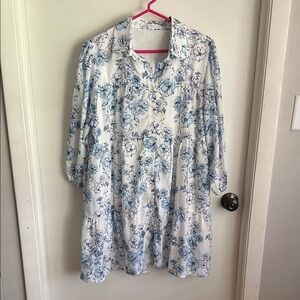 The Mint White with Blue Floral Dress